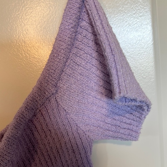 Emory Park Purple Off-the-Shoulder Sweater Ribbed Knit - Picture 2 of 5